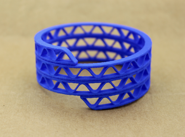 Corrugated Wrap Bracelet in Blue Processed Versatile Plastic