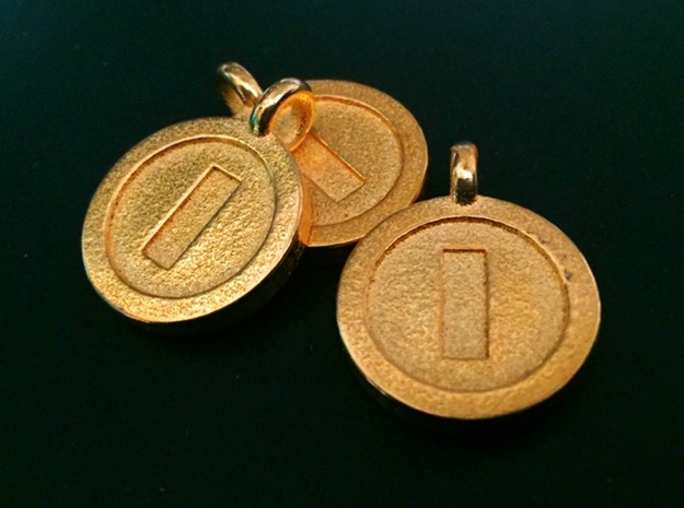 Mario Coin Pendant/Keychain in Polished Gold Steel