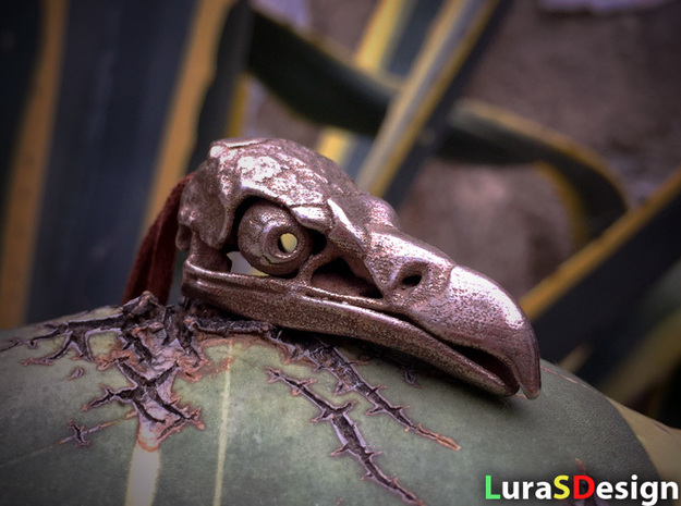Vulture Skull in Polished Bronzed Silver Steel: Medium
