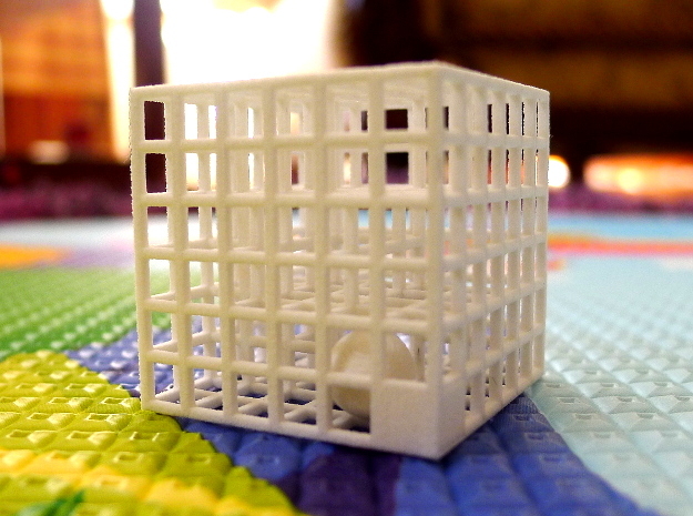 Maze 02, 3x3x3, 'Fidget'  in White Natural Versatile Plastic: Medium