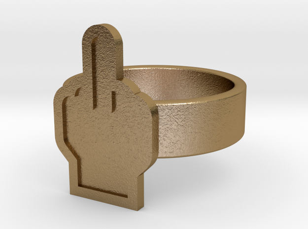 Middle Finger Ring in Polished Gold Steel: 10 / 61.5
