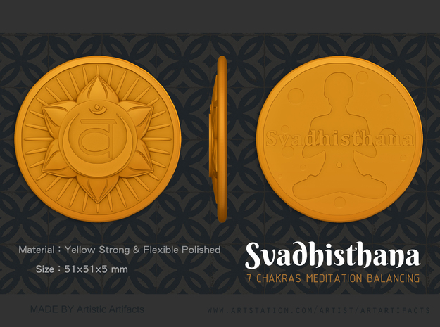 Sacral Chakra or Svadhisthana in Orange Processed Versatile Plastic