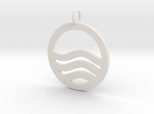 Sea Ocean Waves Symbol Pendant Charm in White Natural Versatile Plastic