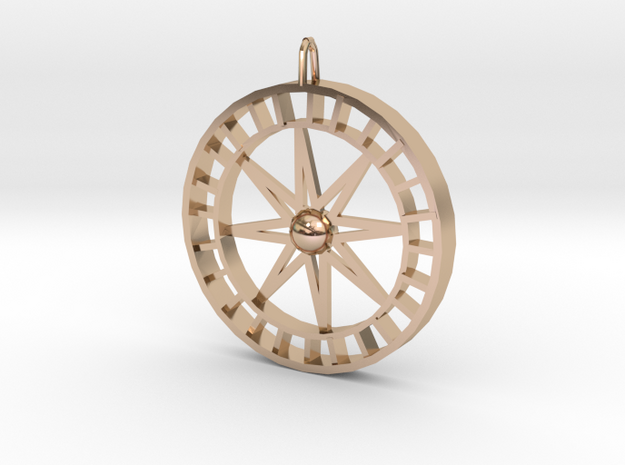 Compass Pendant  in 14k Rose Gold Plated Brass