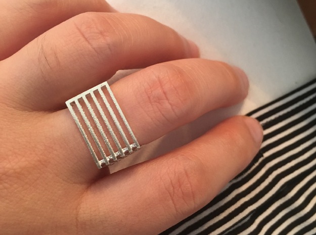 Square Ring Six Levels in Natural Silver