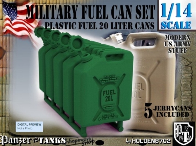 1-14 Military Fuel Can 5 Units in Green Processed Versatile Plastic