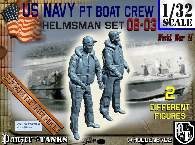 1/32 USN PT Boat Helmsman Set 06-03 in Tan Fine Detail Plastic