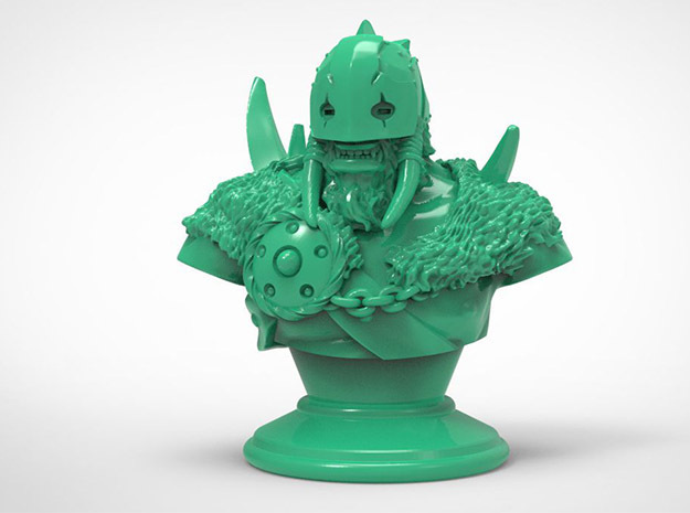 Warrior-Druid Bust in Green Processed Versatile Plastic: Medium