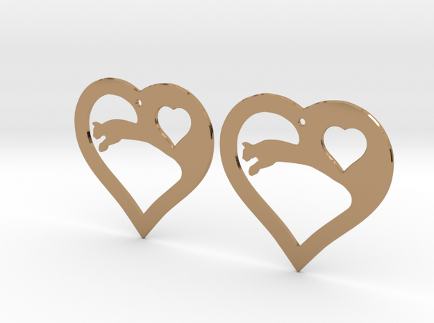 The Eager Hearts (precious metal earrings) in Polished Brass