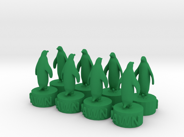 Penquin Pawns in Green Processed Versatile Plastic