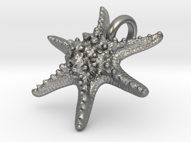 Horned Sea Star in Natural Silver