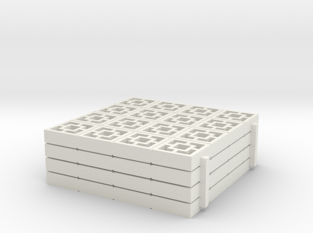 1/25 scale Breezeblocks style A, 4x4 panel x4 in White Natural Versatile Plastic