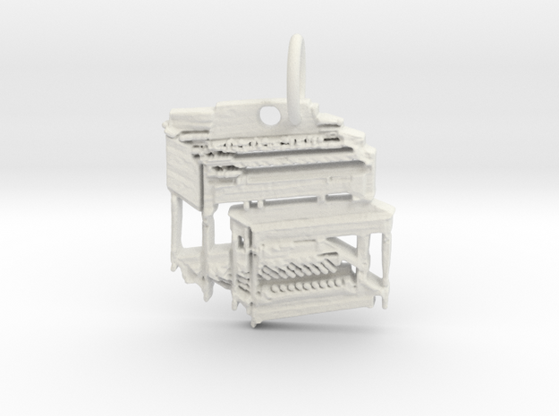Hammond B3 Organ Pendant/Keyring in White Natural Versatile Plastic