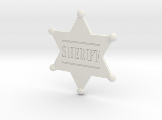 Sheriff badge in White Natural Versatile Plastic