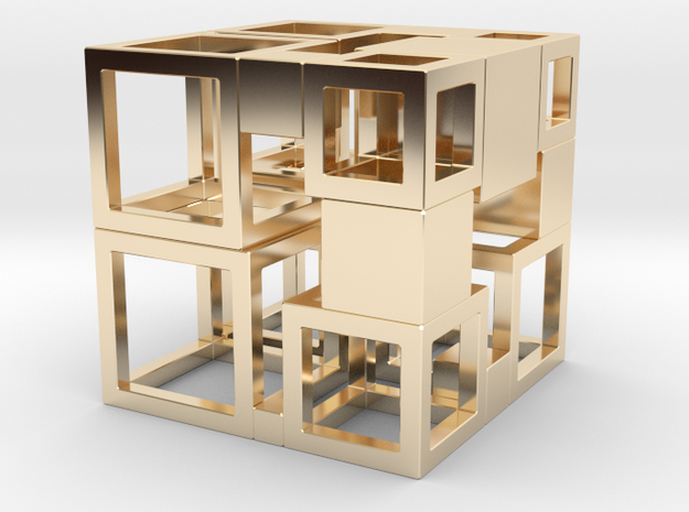 Perfect Cubed Cube Frame 43-19-1 in 14K Yellow Gold