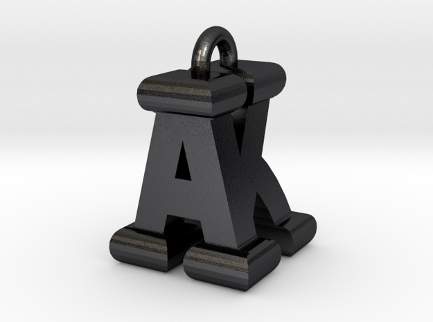 3D-Initial-AK in Polished and Bronzed Black Steel