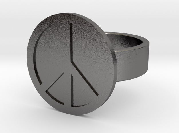 Peace Ring in Polished Nickel Steel: 10 / 61.5