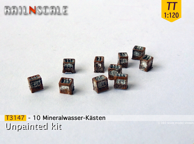 10 Mineralwasser-Kästen (TT 1:120) in Tan Fine Detail Plastic