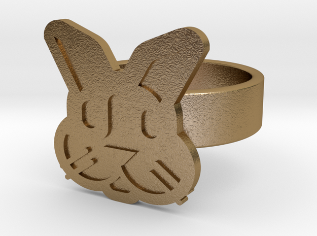 Rabbit Ring in Polished Gold Steel: 10 / 61.5