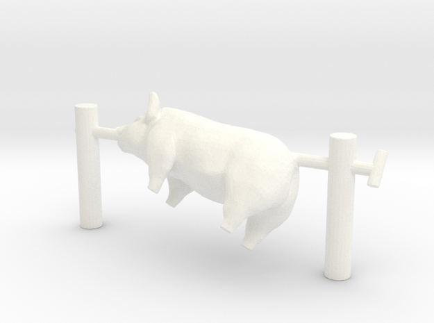 O Scale Pig On A Spit in White Processed Versatile Plastic