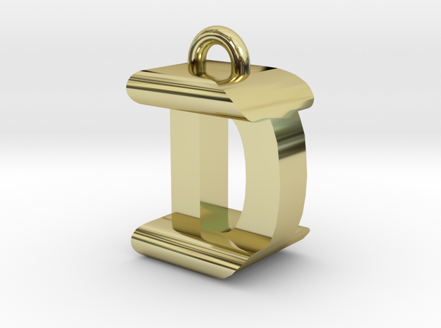 3D-Initial-DI in 18k Gold Plated Brass