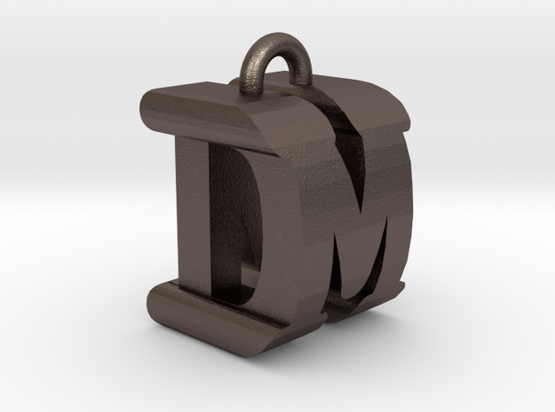 3D-Initial-DM in Polished Bronzed Silver Steel