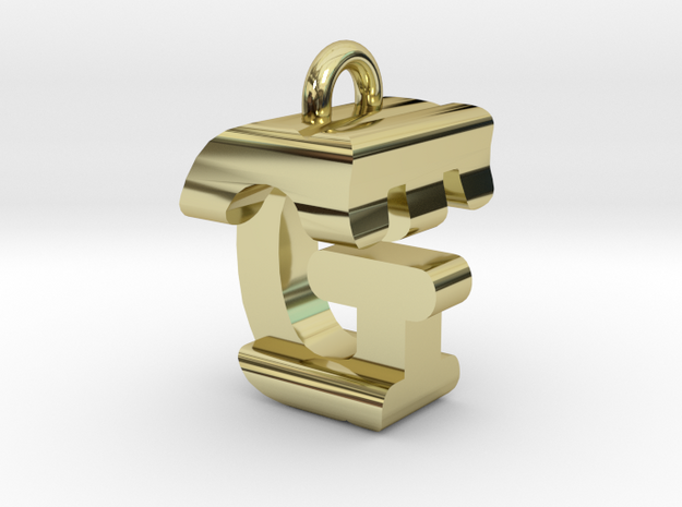 3D-Initial-GT in 18k Gold Plated Brass