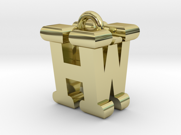 3D-Initial-HW in 18k Gold Plated Brass