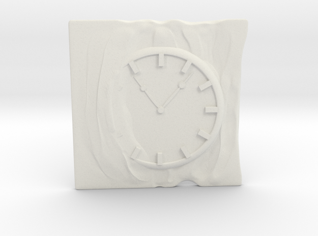 Clamp for business card with clock and cloth. in White Natural Versatile Plastic