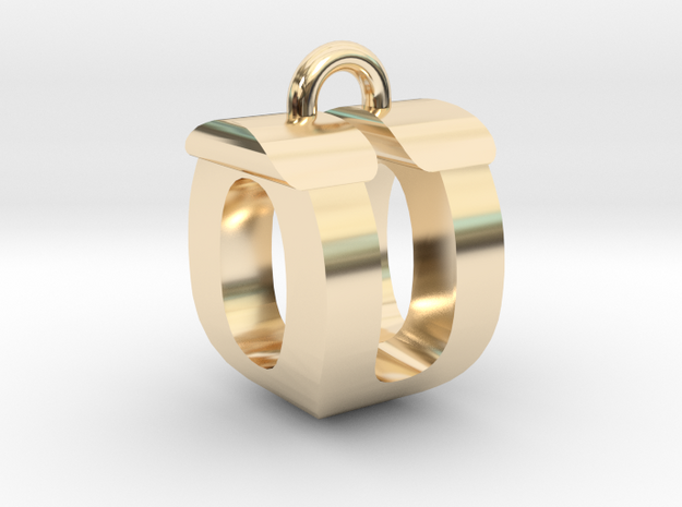3D-Initial-OU in 14k Gold Plated Brass