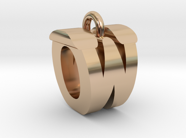 3D-Initial-OW in 14k Rose Gold Plated Brass