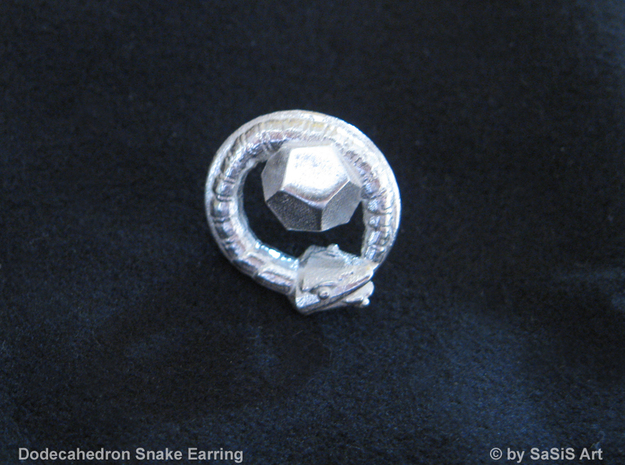 Dodecahedron Snake Earring in Natural Silver