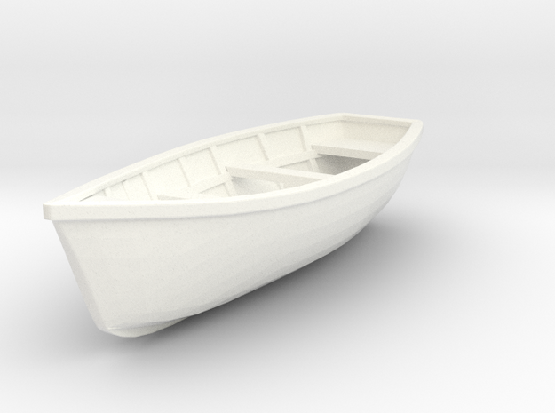Wooden Boat  01. 1:20  Scale in White Processed Versatile Plastic
