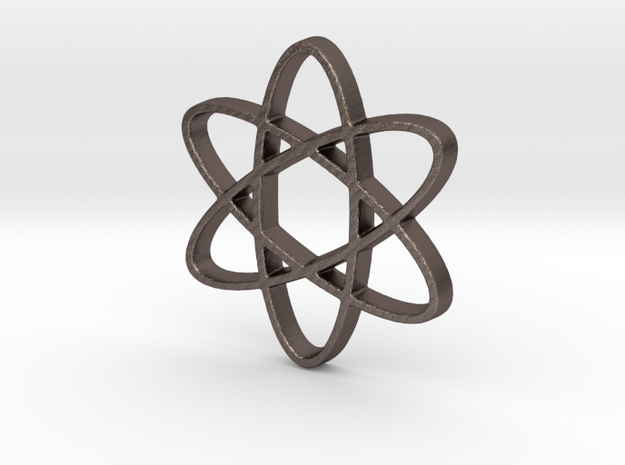 Science Atomic Whirl Pendant in Polished Bronzed Silver Steel