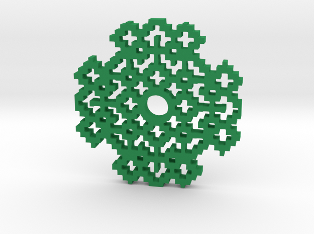 Drop Spindle Whorl--M and W in Green Processed Versatile Plastic
