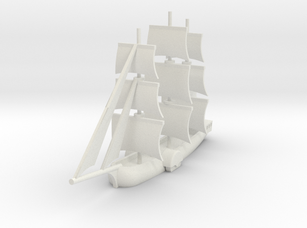 1/1000 Sailing Paddle Steamer version 1 in White Natural Versatile Plastic