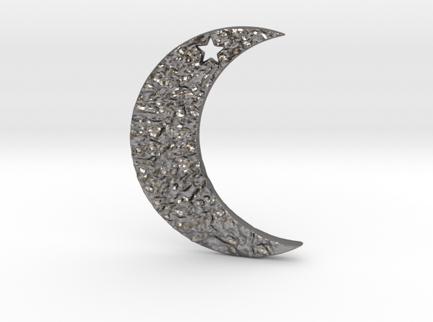 Crescent Moon Pendant in Polished Nickel Steel