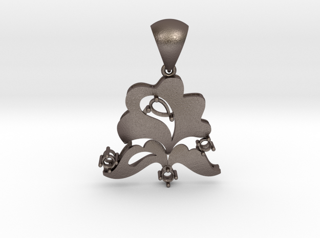 Pendant with bail PS001000020 in Polished Bronzed Silver Steel