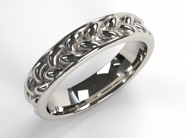 Braid Ring Thin in Fine Detail Polished Silver: 10 / 61.5
