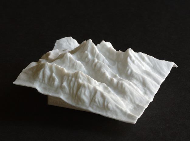 3'' Grand Tetons Terrain Model, Wyoming, USA in White Natural Versatile Plastic