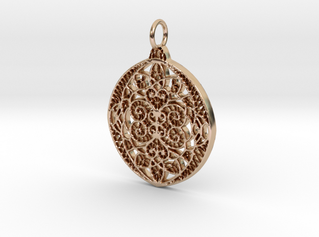 Christmas Holdiday Lace Ornament Pendant Charm in 14k Rose Gold Plated Brass