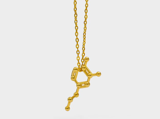 Dopamine Molecule Necklace in 18k Gold Plated Brass