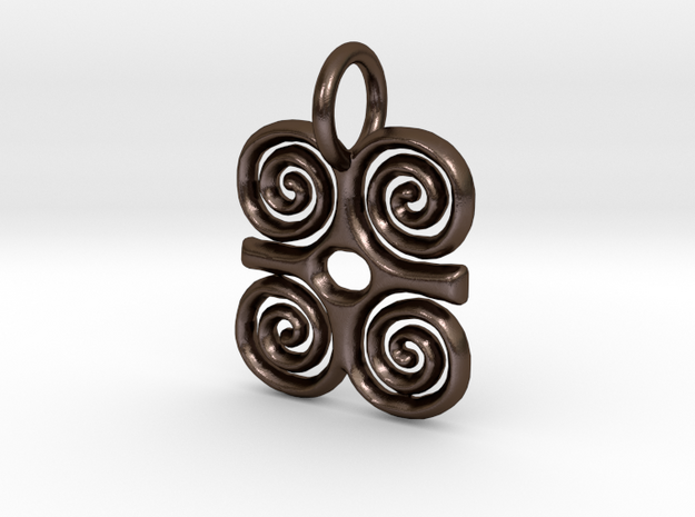 Adinkra-Strength Charms (individual) in Polished Bronze Steel