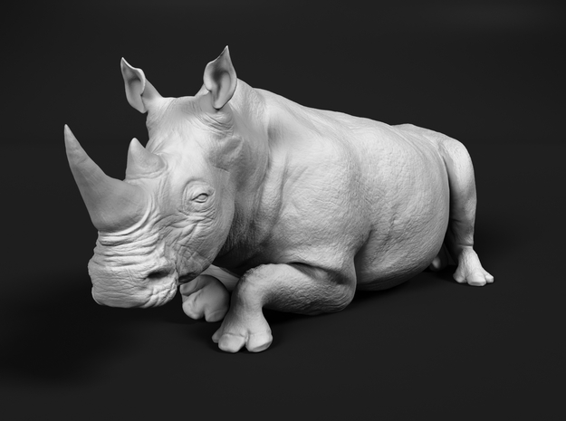 White Rhinoceros 1:76 Lying Female in Tan Fine Detail Plastic