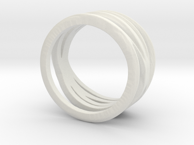 Lines Overlapping Ring Size 6.5 in White Natural Versatile Plastic