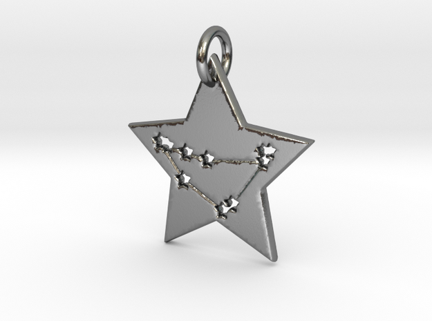 Capricorn Constellation Pendant in Polished Silver