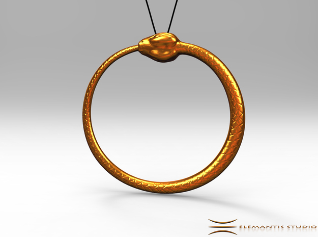 Ouroboros Pendant 5.2cm in Natural Brass