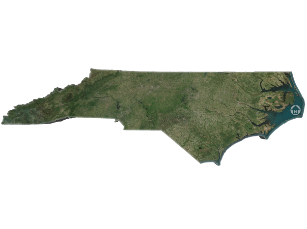 North Carolina Map: 14 inch in Full Color Sandstone