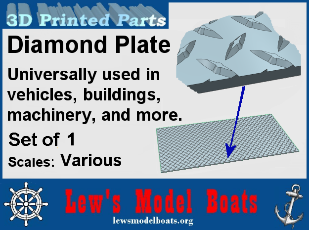 Diamond Plate vari scales of 18" X 36" (full scale in Tan Fine Detail Plastic: 1:25
