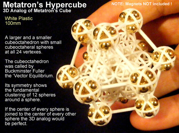 Metatron's Hypercube Variation 60mm 1.5mm  in White Natural Versatile Plastic